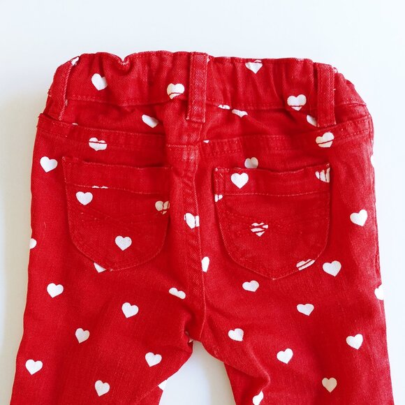 Baby Gap 1969 Red Mini Skinny Heart Print Denim Pants 12-18 Months - Picture 5 of 9